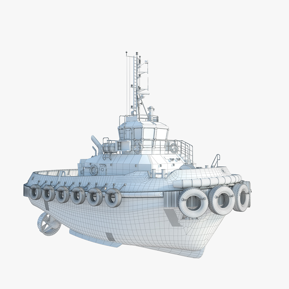 Presentation 3D model of the tugboat. Freelance 3D Artist and Designer “Monaco Felice”.